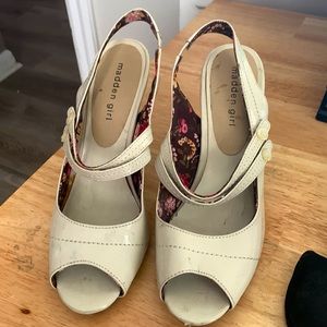 Madden Girl Off White Strap Heels 8M